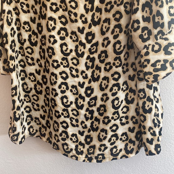Sanctuary Womens Cheetah Top V Neck Short Sleeves Printed Elastic 1X - Picture 11 of 13